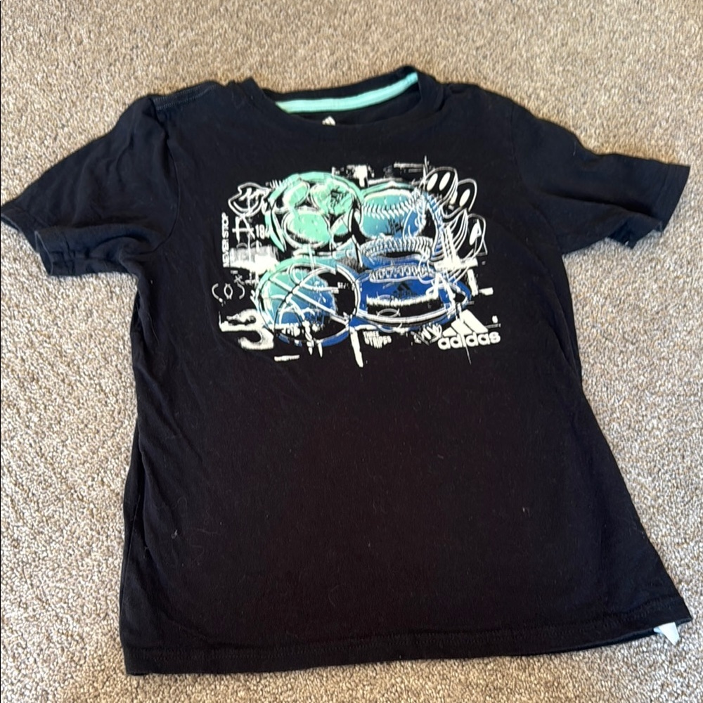 Adidas Kids Black Graphic T-Shirt